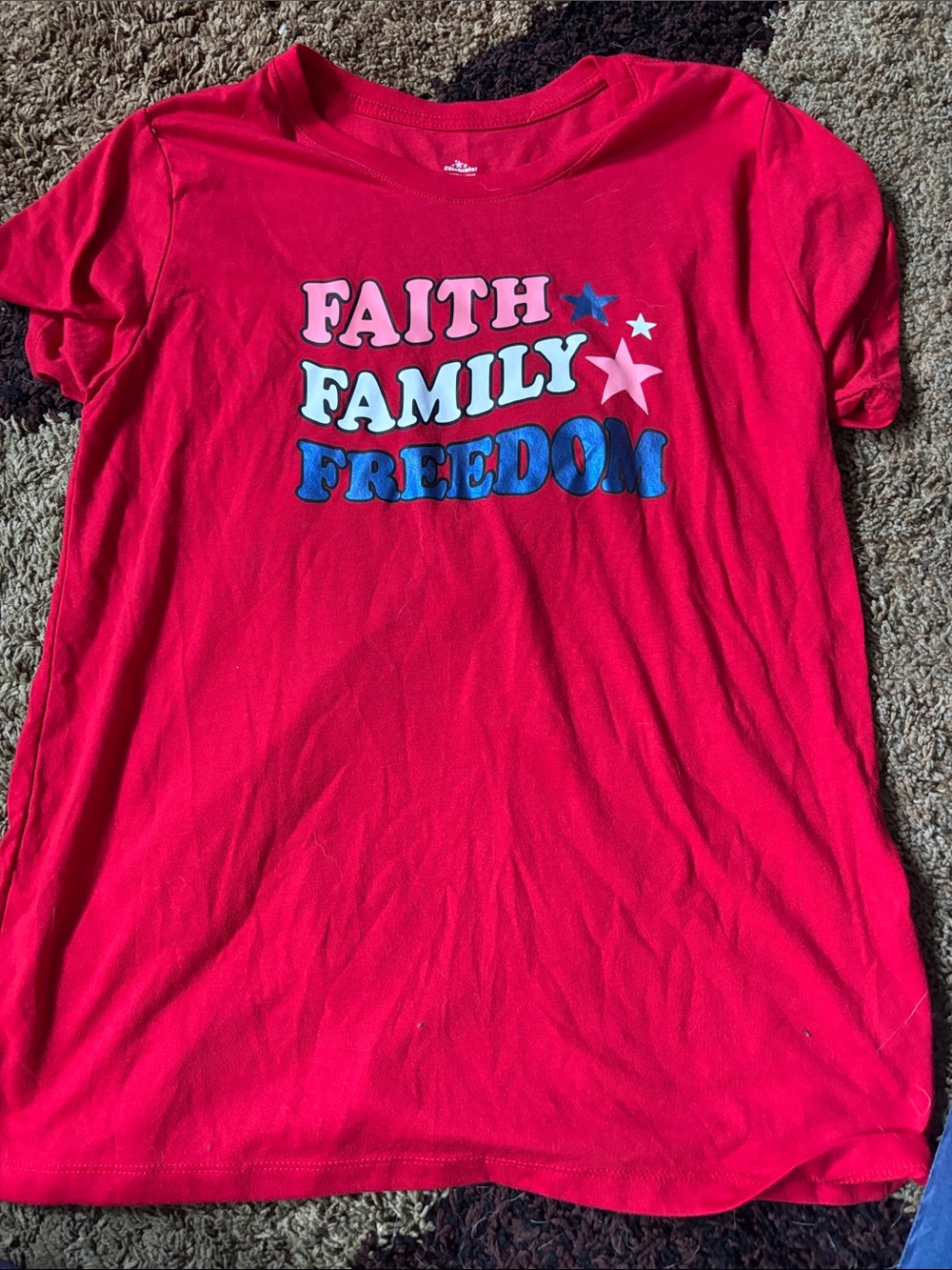 Women’s Red "Faith Family Freedom" Graphic Tee
